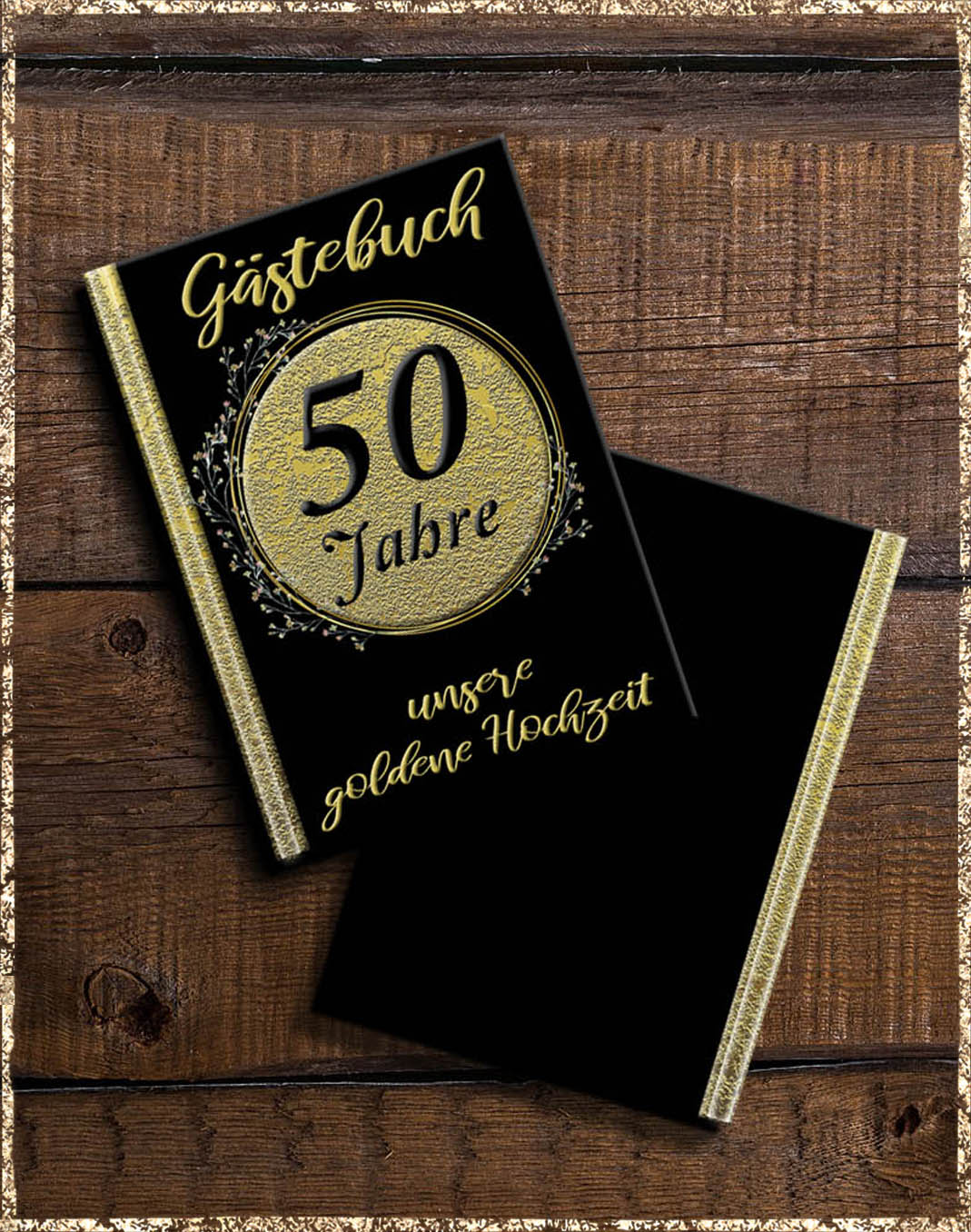 50 Jahre - goldene Hochzeit - Gästebuch schwarz gold